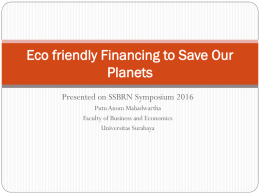 Eco friendly Financing to Save Our Planets