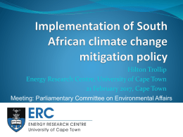 Implementation of South African Climate change Mitigation Policy by