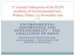Environmental Governance and Sustainability – the Challenge of Soils