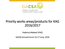 Priority works areas/products for KAG 2016/2017
