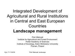 Integrated Development of Agricultural and Rural Institutions in
