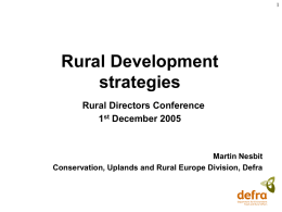 Rural Development Regulation and Strategic Guideline Priorities