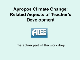 Apropos Climate Change: Related Aspects of Teacher`s Development