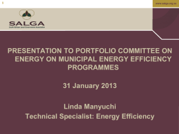 Progress with respect to implementation of municipal energy