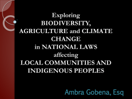 Exploring BIODIVERSITY, AGRICULTURE and CLIMATE CHANGE