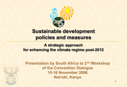 Sustainable development, policies and measures
