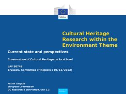 Cultural Heritage Research within the Environment Theme