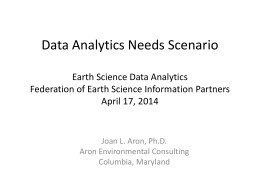 Data Analytics Needs Scenario - Federation of Earth Science