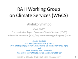 Expert GROUP ON CLIMATE SERVICES (EG-CS) - Meetings