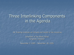 Three Interlinking Components in the Agenda - Inter