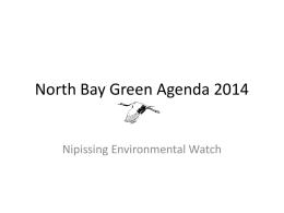 North Bay Green Agenda 2014 - Nipissing Environmental Watch