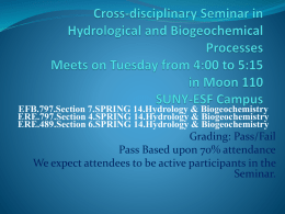 Cross-disciplinary Seminar in Hydrological and - SUNY-ESF