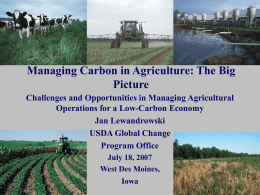 Managing Carbon in Agriculture