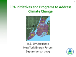 EPA Initiatives and Programs to Address Climate Change