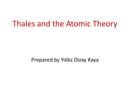 Thales and the Atomic Theory