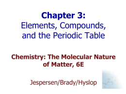 Chapter 3: Elements, Compounds and the Periodic Table