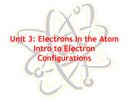 Unit 3: Electron Configurations