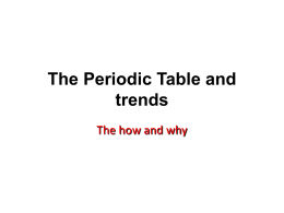 The Periodic Table and trends