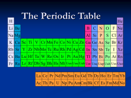 The Periodic Table - Mr. Green's Home Page