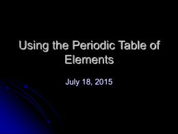 Using the Periodic Table of Elements