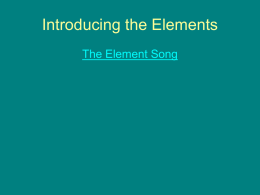 Introducing the Elements - Paul M. Dorman High School