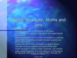 Atomic Structure: Atoms and Ions