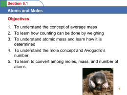 Chapter 6: Atoms and Moles