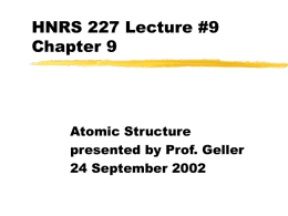 HNRS 227 Lecture #2 Chapters 2 and 3