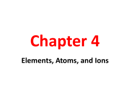 Ch#4 Atoms and Elements