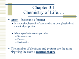 Chapter 2 Chemistry of Life….