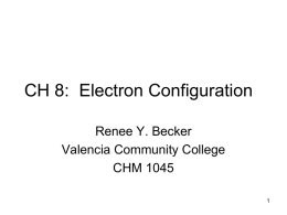 CH 8: Electron Configuration