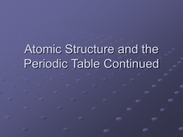 Atomic Structure and the Periodic Table Continued