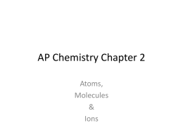 AP Chemistry Chapter 2 - Anderson School District One