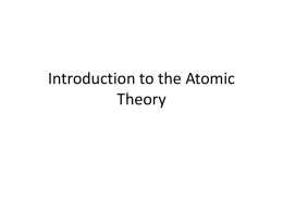 Introduction to the Atomic Theory0