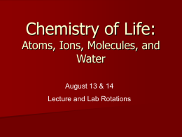 Chemistry of Life: Atoms, Ions, Molecules, and Water