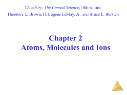 Chapter 2 Atoms, Molecules and Ions Chemistry: The Central Science
