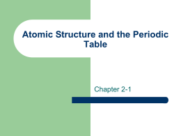Atomic Structure and the Periodic Table