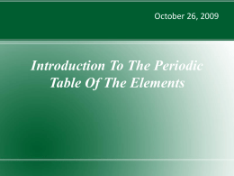 Introduction To The Periodic Table Of The Elements