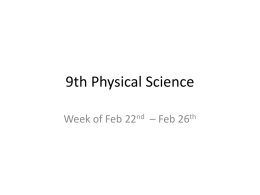 9th Physical Science - Southwest High School