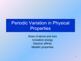 CH 7 Periodic Table Properties
