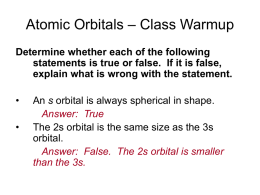 Atomic Orbitals – Class Warmup