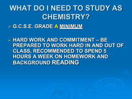 WHY CHOOSE AS CHEMISTRY?