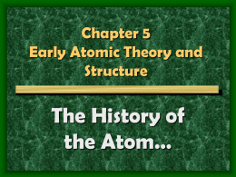 Chapter 5 Early Atomic Theory and Structure