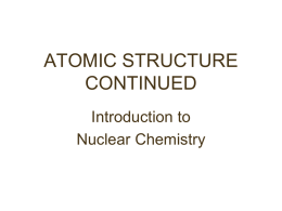 Introduction to Nuclear Chemistry 10-8-15