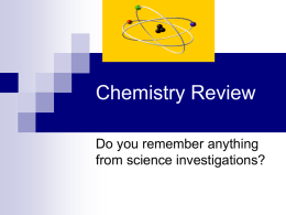 Chemistry Review - Solon City Schools