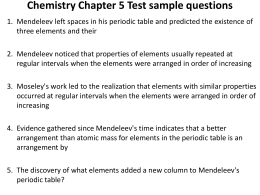 Chemistry Chapter 5 Test sample questions
