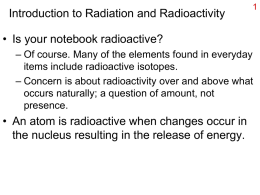 Introduction to Radiation and Radioactivity