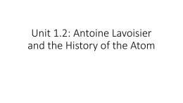 Unit 1.2: Antoine Lavoisier and the History of the Atom