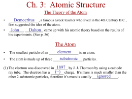Ch. 3 Notes (Atomic Structure) Accelerated teacher