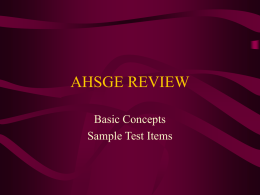 AHGSE Review